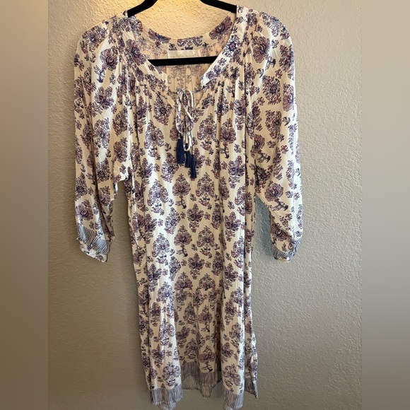 Natalie Martin Stevie Cyprus Print Lilac Midi-Dress / Size Large - Picture 1 of 12
